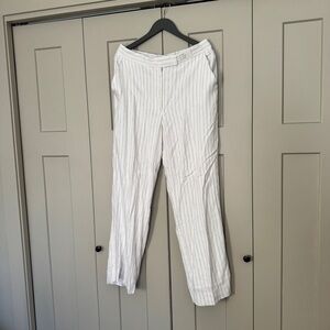 Abercrombie & Fitch Linen-Blend Pinstripe Straight Leg Trousers | Size 31
